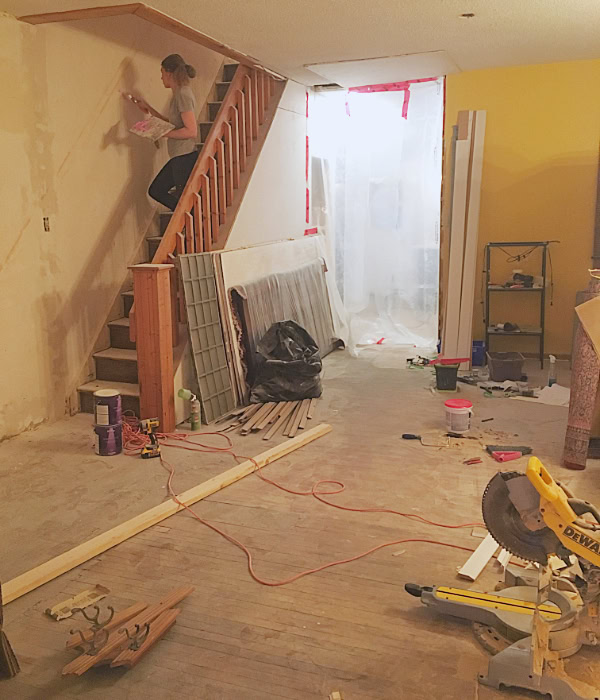Dull and dusty old hardwood flooring before finishing